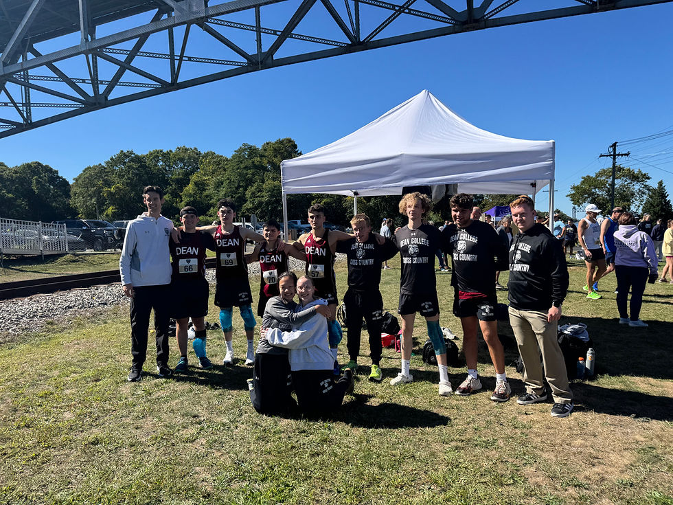 From left to right in back row: Jackson Garner (Men's Cross Country Coach), Jack Ruderman, Eidan Toppa, Spencer Waite, Brandon Fitzsimmons, Ryan Fowler, Daniel Duggan, Chris Rosner, and Kyle Perry Left to right in front row: Helen Sanford and Isabella Nitschke. Photo Courtesy: Jack Ruderman