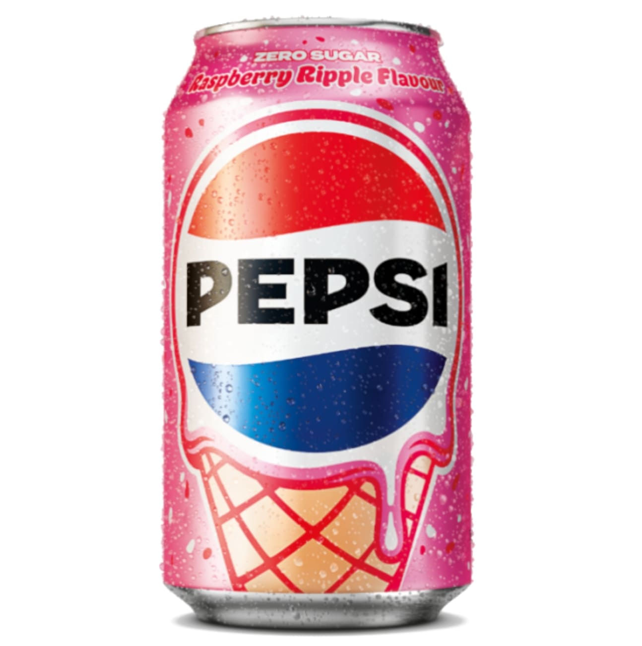 Pepsi Raspberry Ripple 330ml refresco de cola Zero Sugar sabor helado de frambuesa y crema
