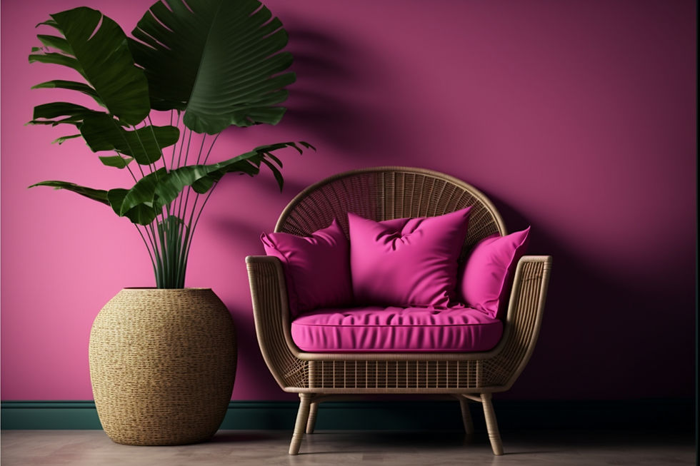 magenta interior with a tall plant