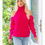 Thumbnail: Fushia Colder Shoulder Fuchsia Turtleneck Sweater