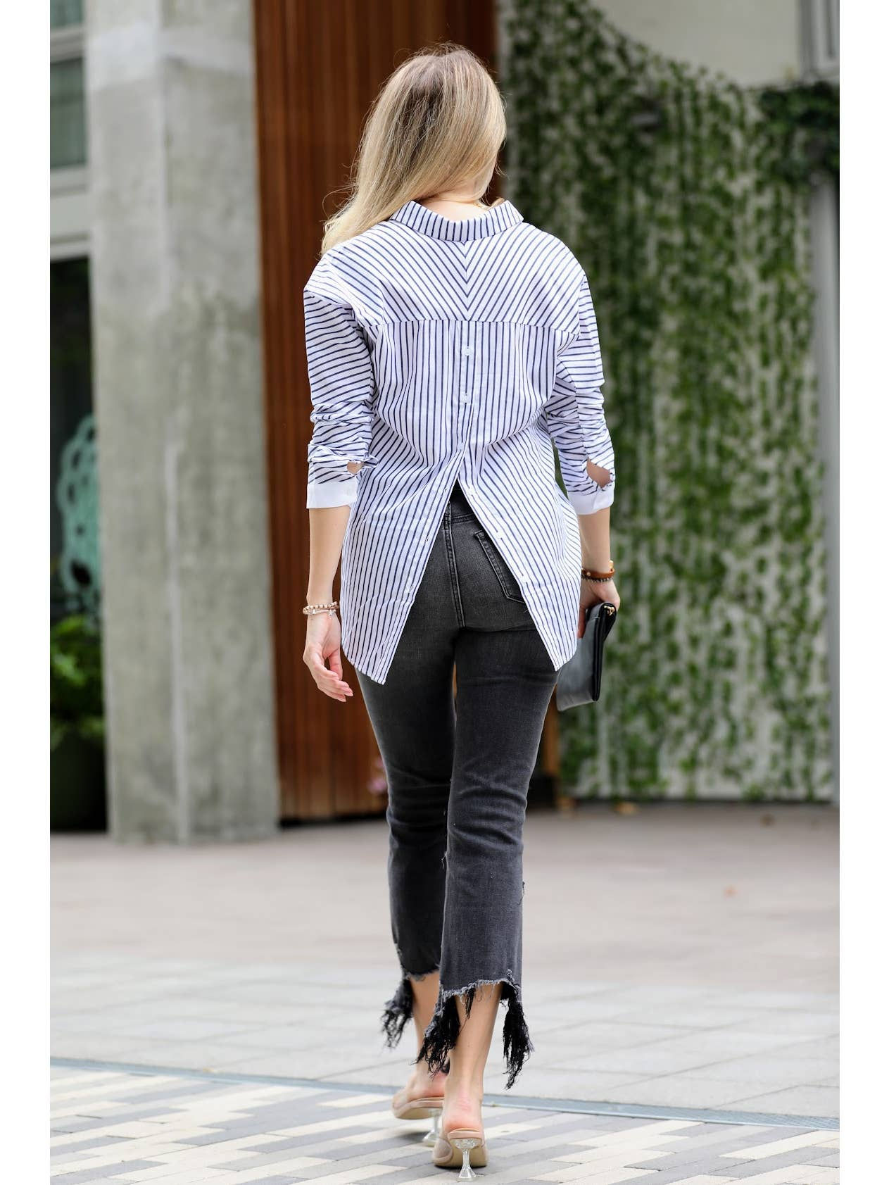 Button Up Blue Pin Striped Shirt

