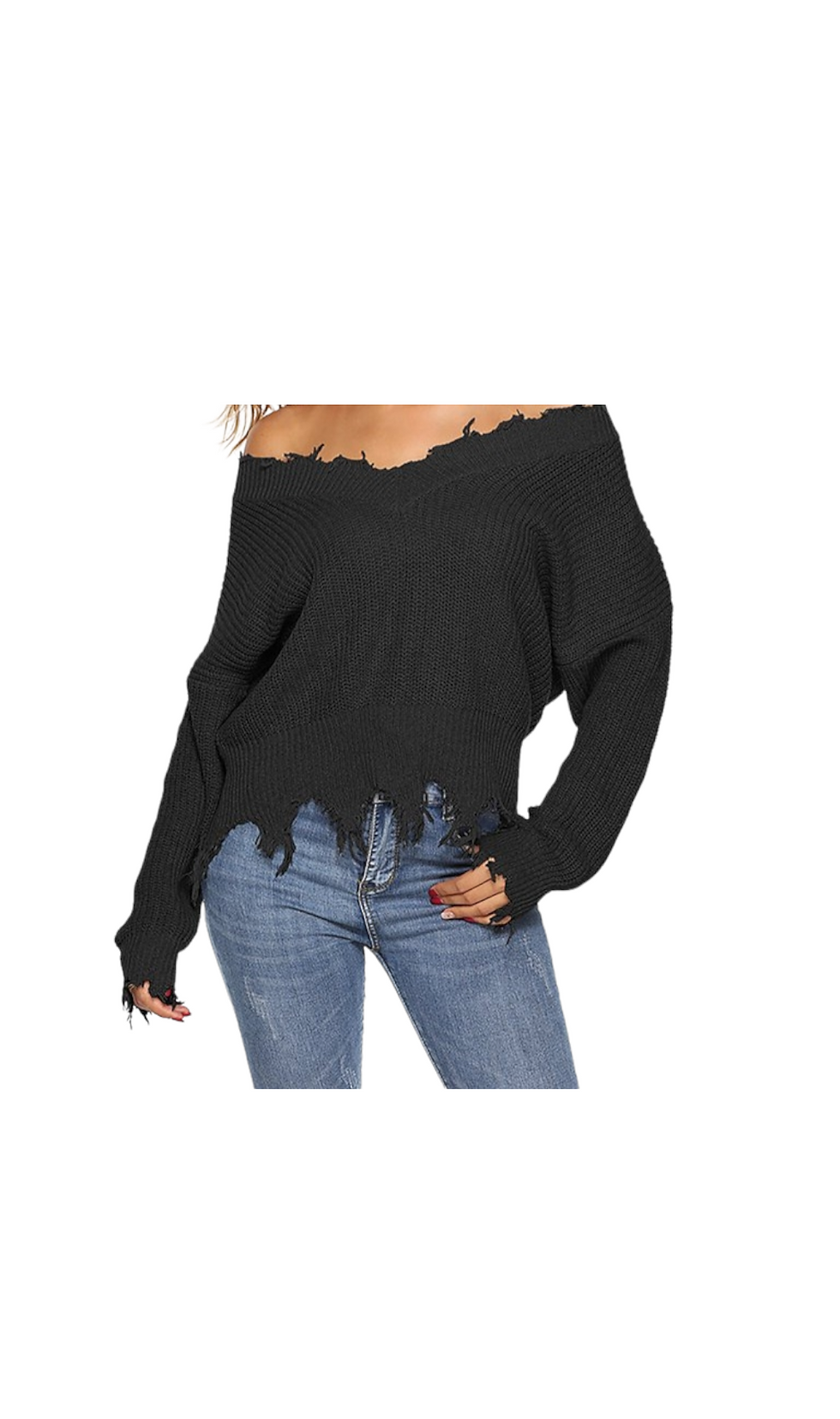 Thumbnail: Distressed Drop Shoulder Sweater