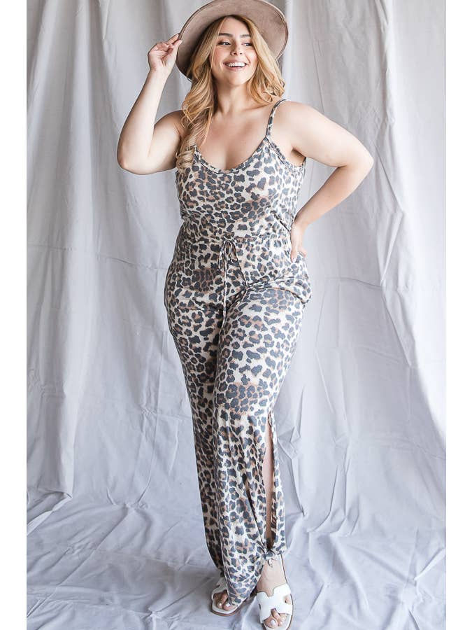 Thumbnail: ONLY ONE LEFT Leopard Leg Split Jumpsuit 