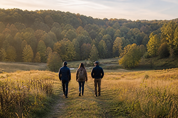 Three people walking in meadow.png