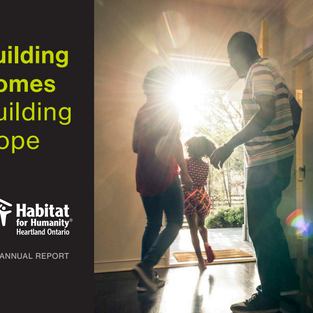 Family entering home, Building Homes Building Hope. Habitat for Humanity 2023 Annual Report.