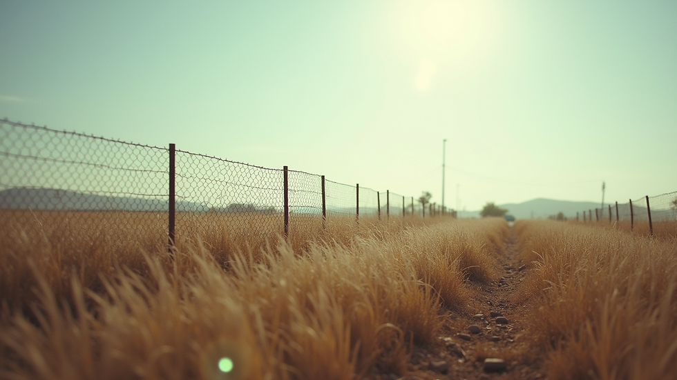 Wide angle view of a serene landscape with a protective fence