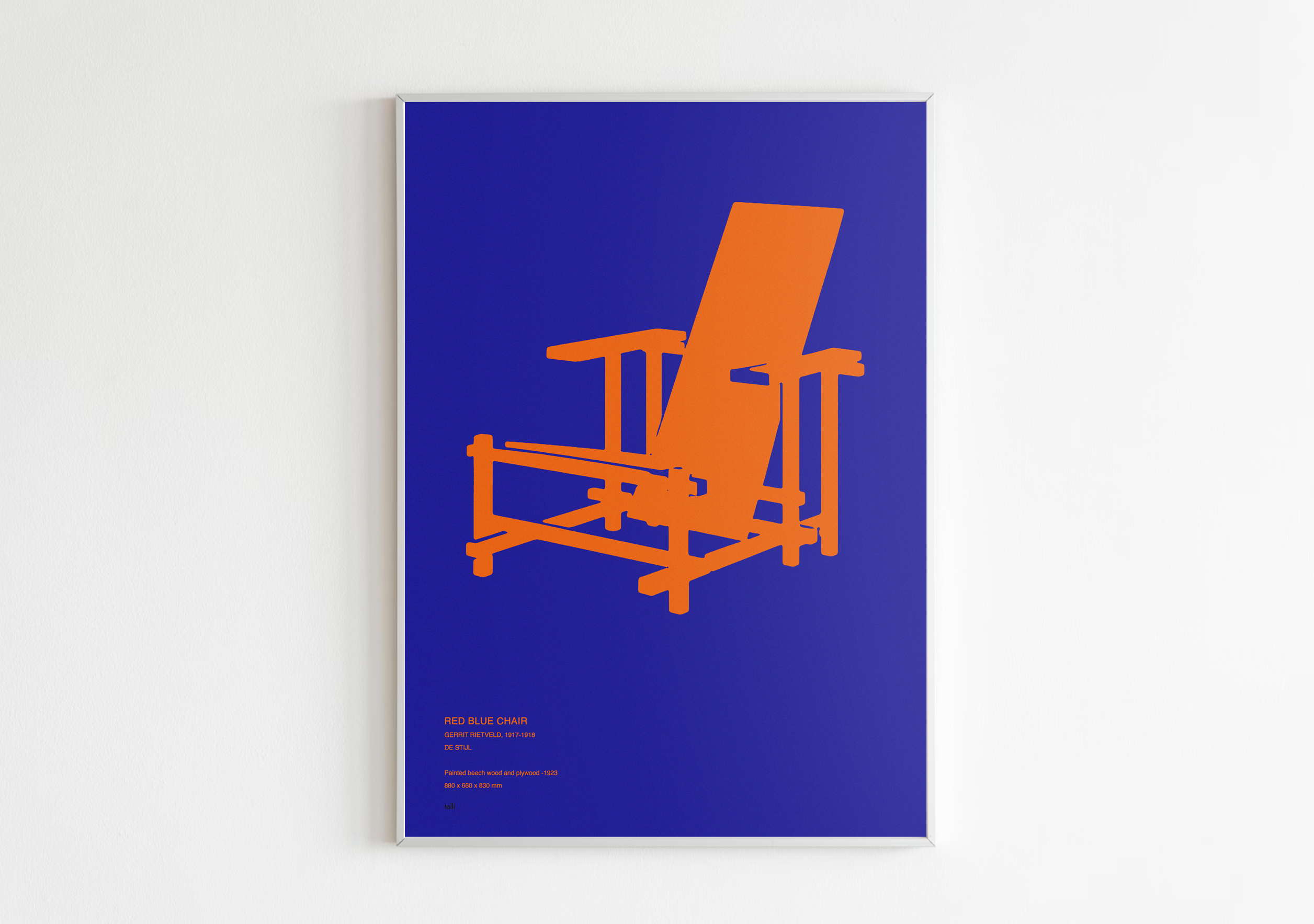 Iconic Edition - Red Blue Chair Gerrit Rietveld - Blue/Orange - Unframed