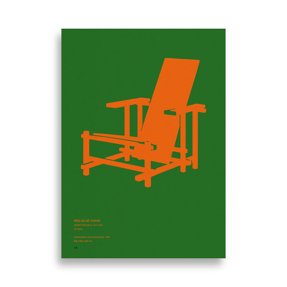 Thumbnail: Iconic Edition - Red Blue Chair Gerrit Rietveld - Green/Orange - Unframed