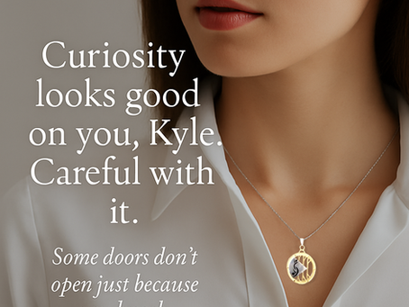 Woman with crisp white shirt wearing Partners ID "Key" pendant