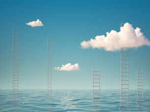 Abstract image ladders going into clouds