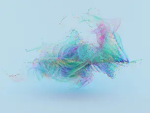 Abstract data visualisation representing human-led AI marketing strategy for scale-up business growth