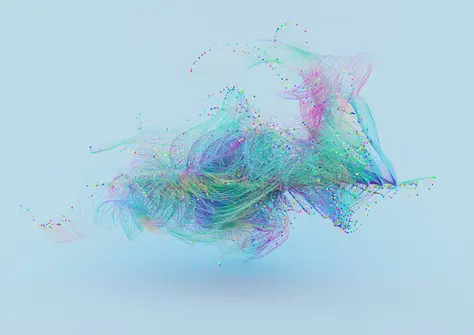 Abstract data visualisation representing human-led AI marketing strategy for scale-up business growth