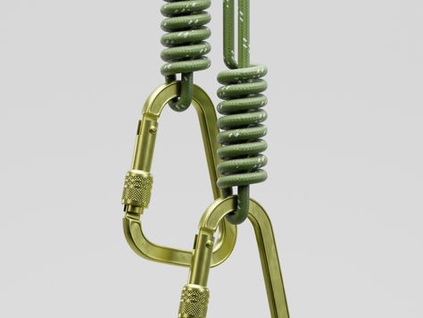 Macro shot of green sports climbing equipment