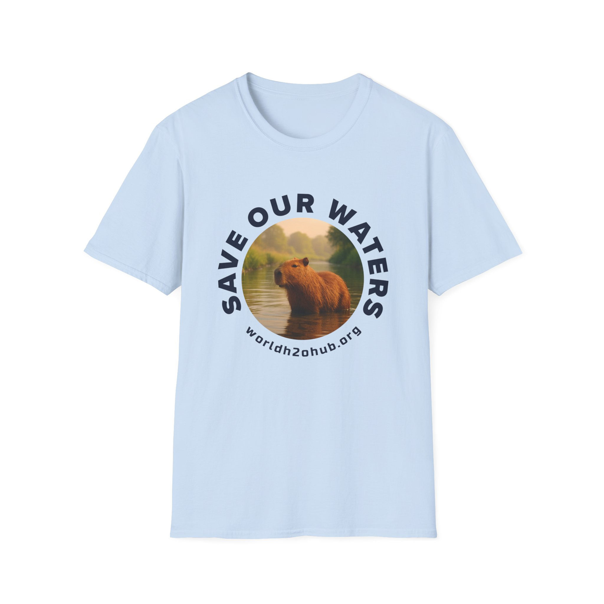 Capybara | Environment & Water Conservation T-Shirt | 100% Cotton | Light Blue