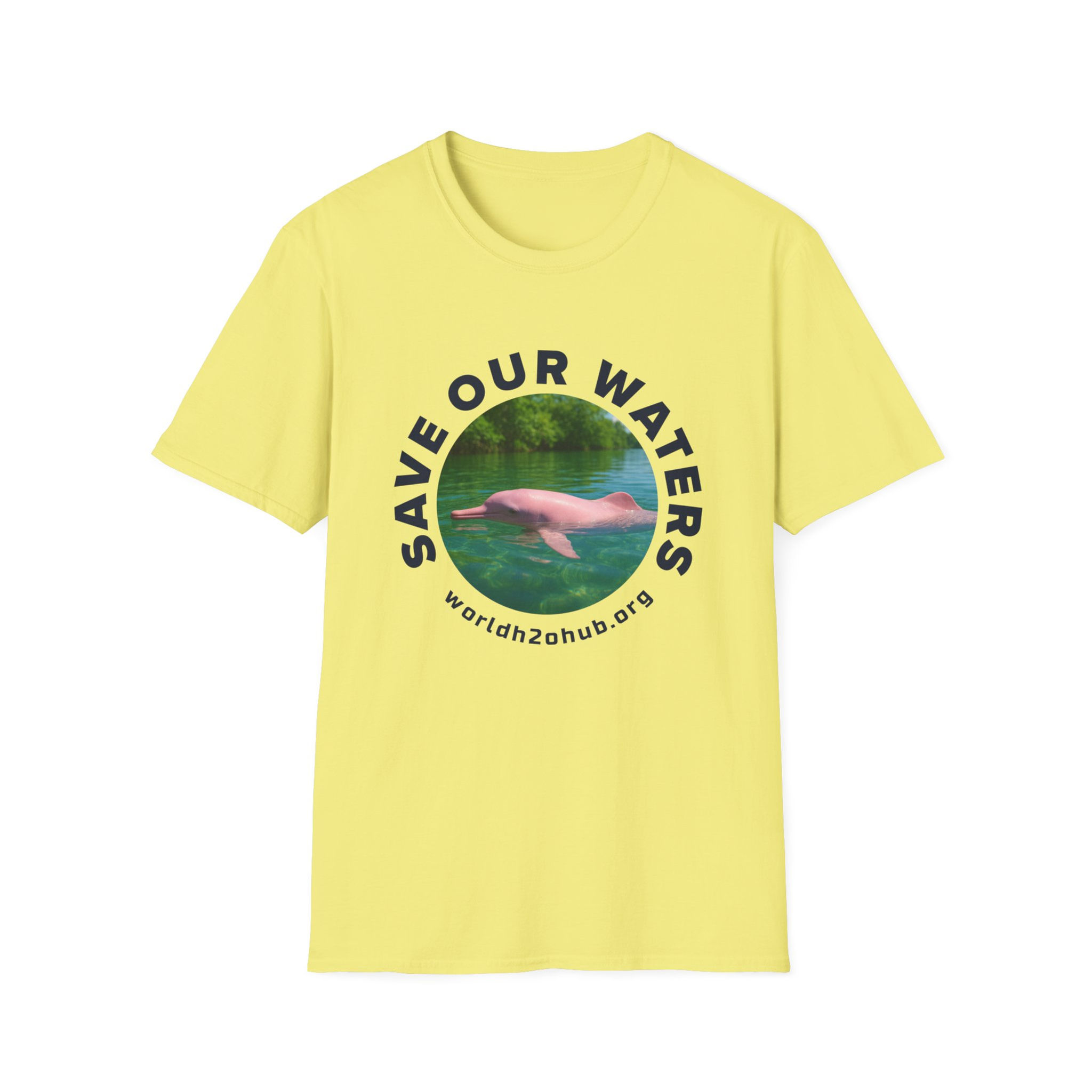Pink Dolphin | Environment & Water Conservation T-Shirt | 100% Cotton | Cornsilk