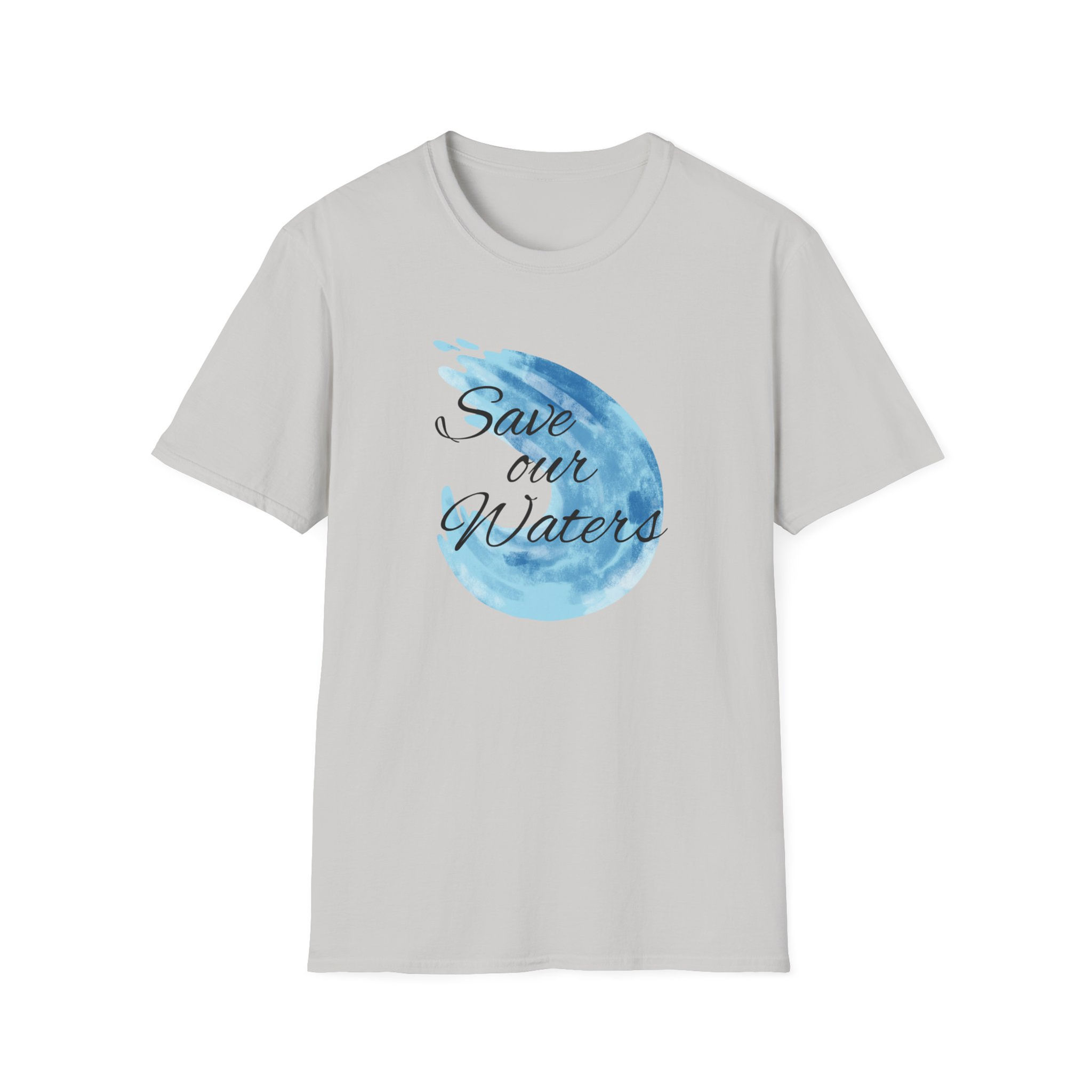 Water Drop | Environment & Water Conservation T-Shirt | 100% Cotton | Ice Grey