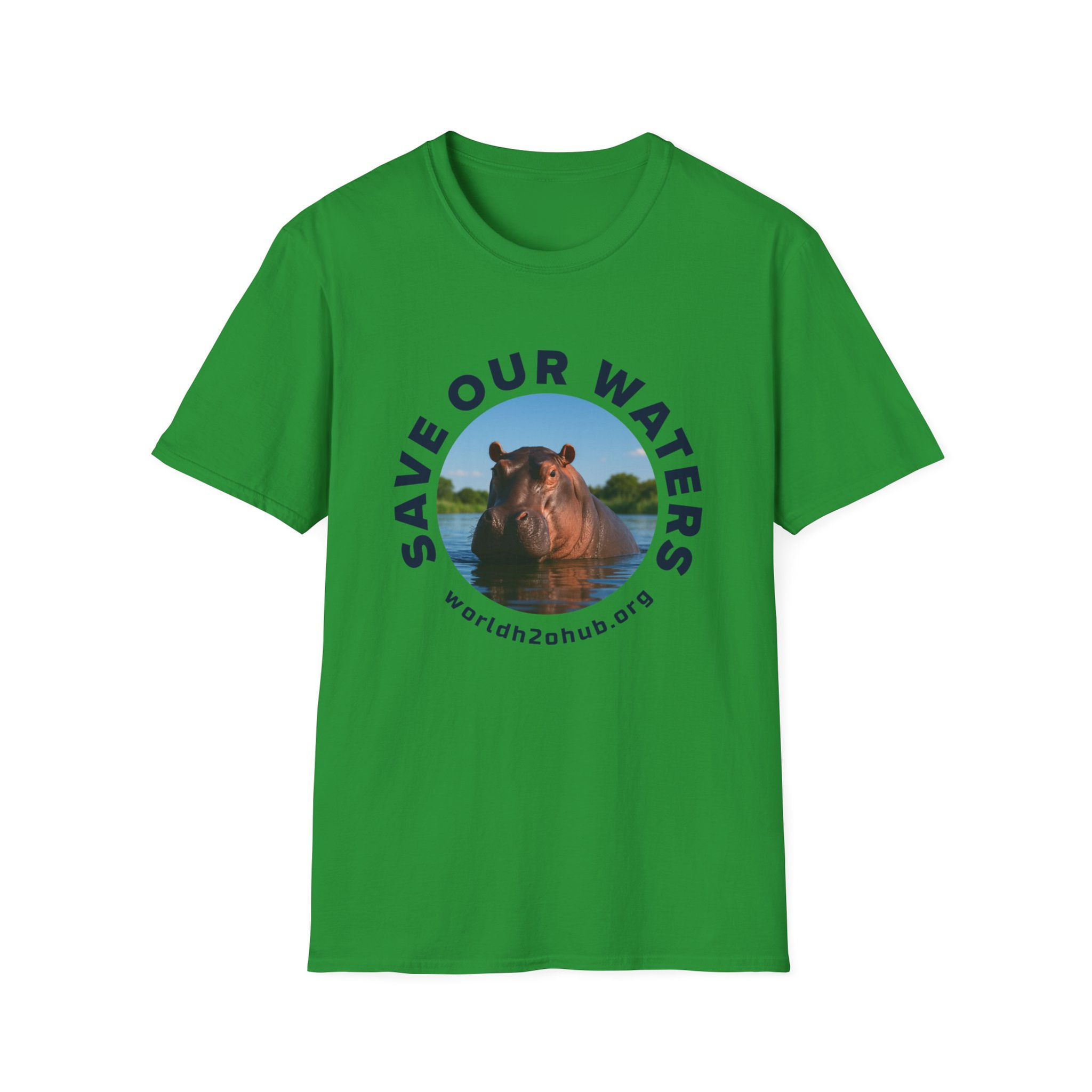 Hippo | Environment & Water Conservation T-Shirt | 100% Cotton | Irish Green
