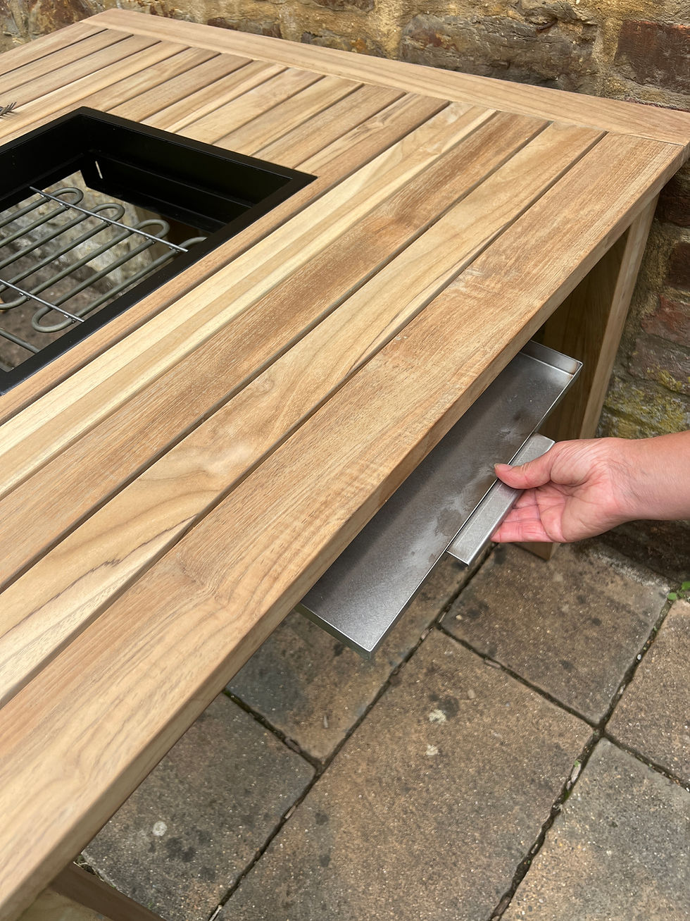 Thumbnail: The 1m x  1m x 1.04m Grill Table: Teak Set, Integrated, Smokeless Electric grill