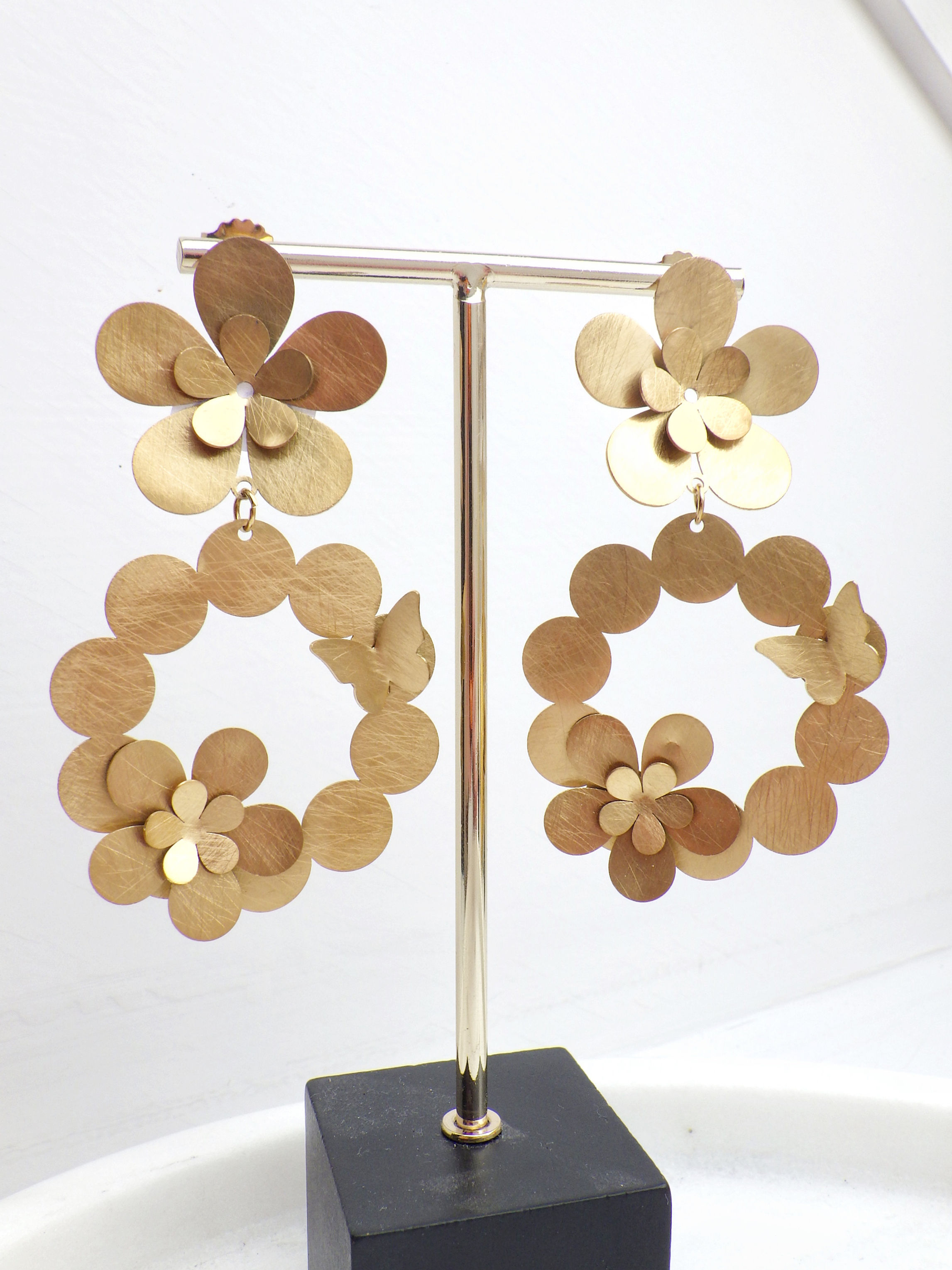 Festlicher Ohrring - Goldene Blumen