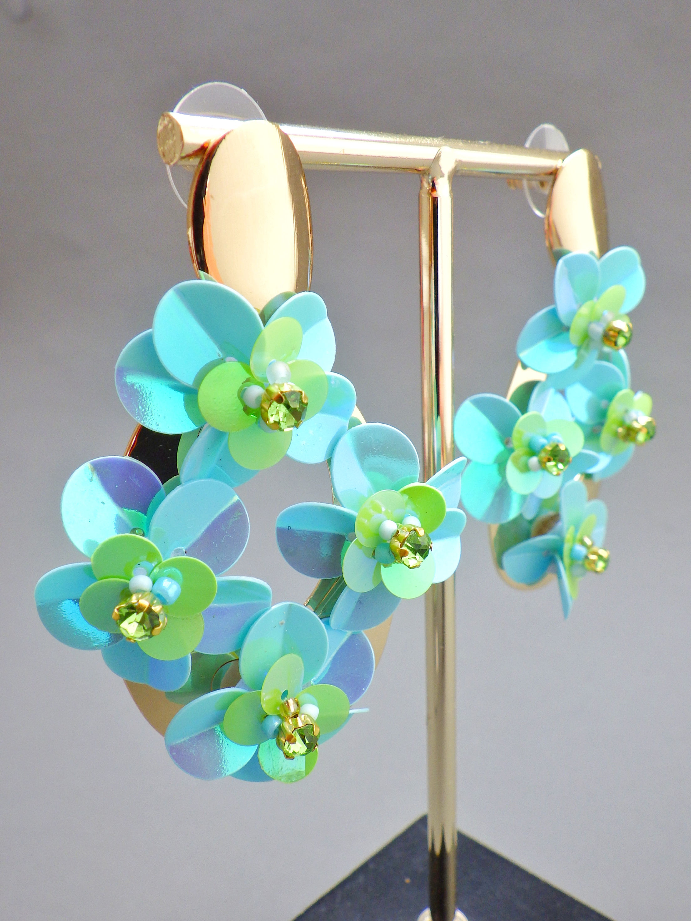⭐️ SALE Ohrringe - Großer Blütenohrring Türkis