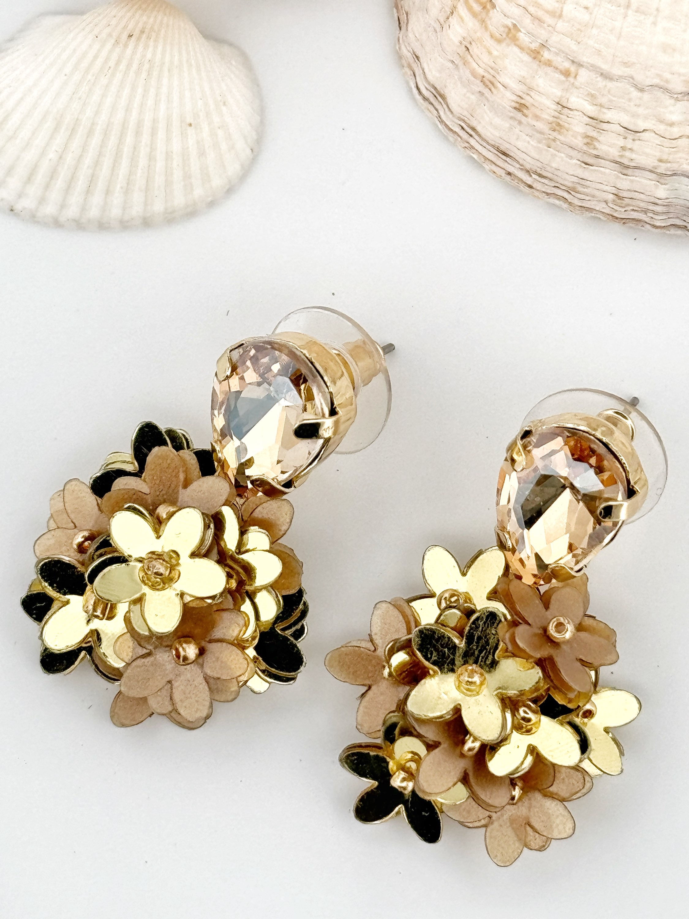 ⭐️ Ohrringe - Hänger Blümchen Goldbraun