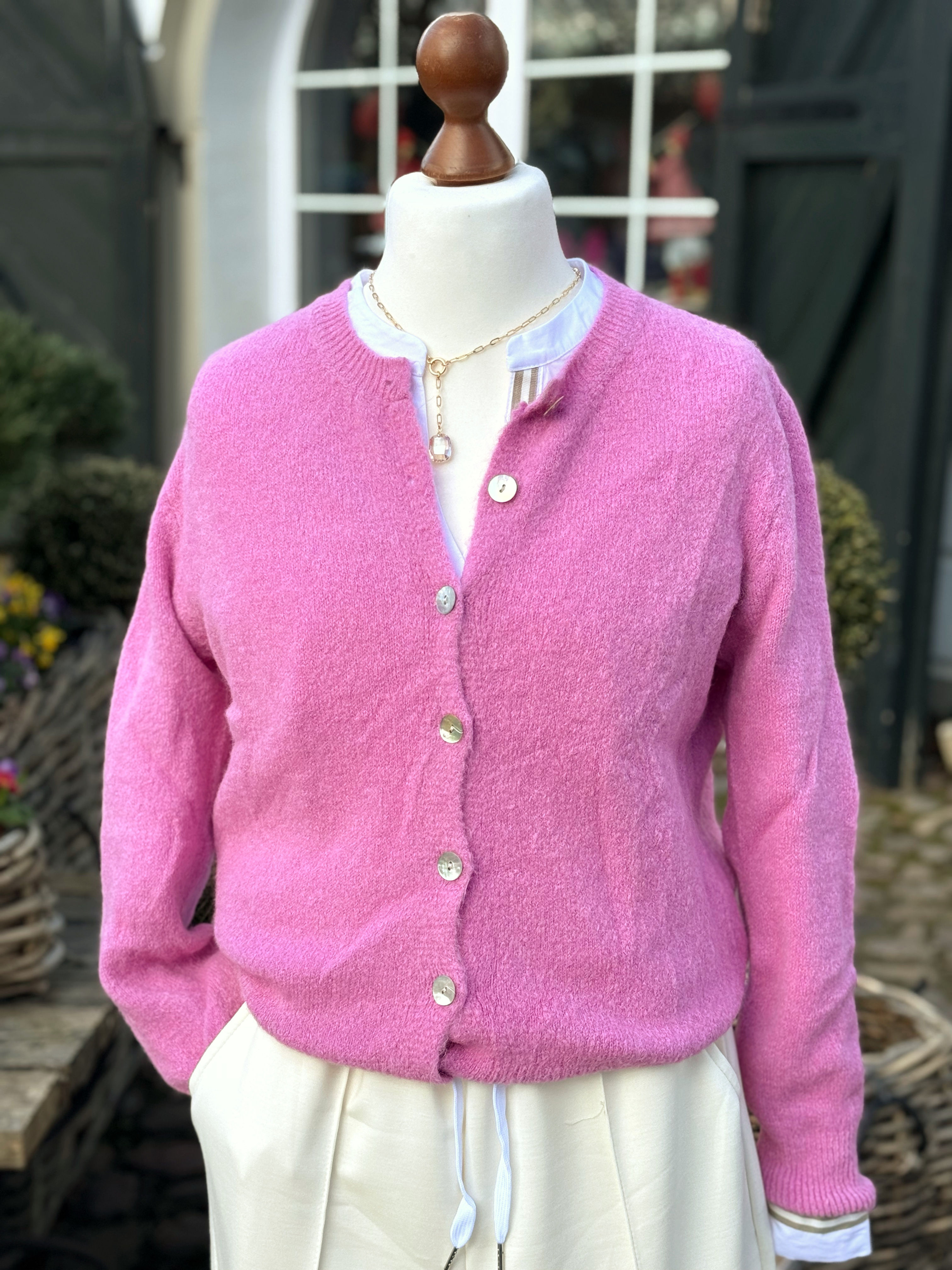 Alpaka Strickjacke  - Helle Beere