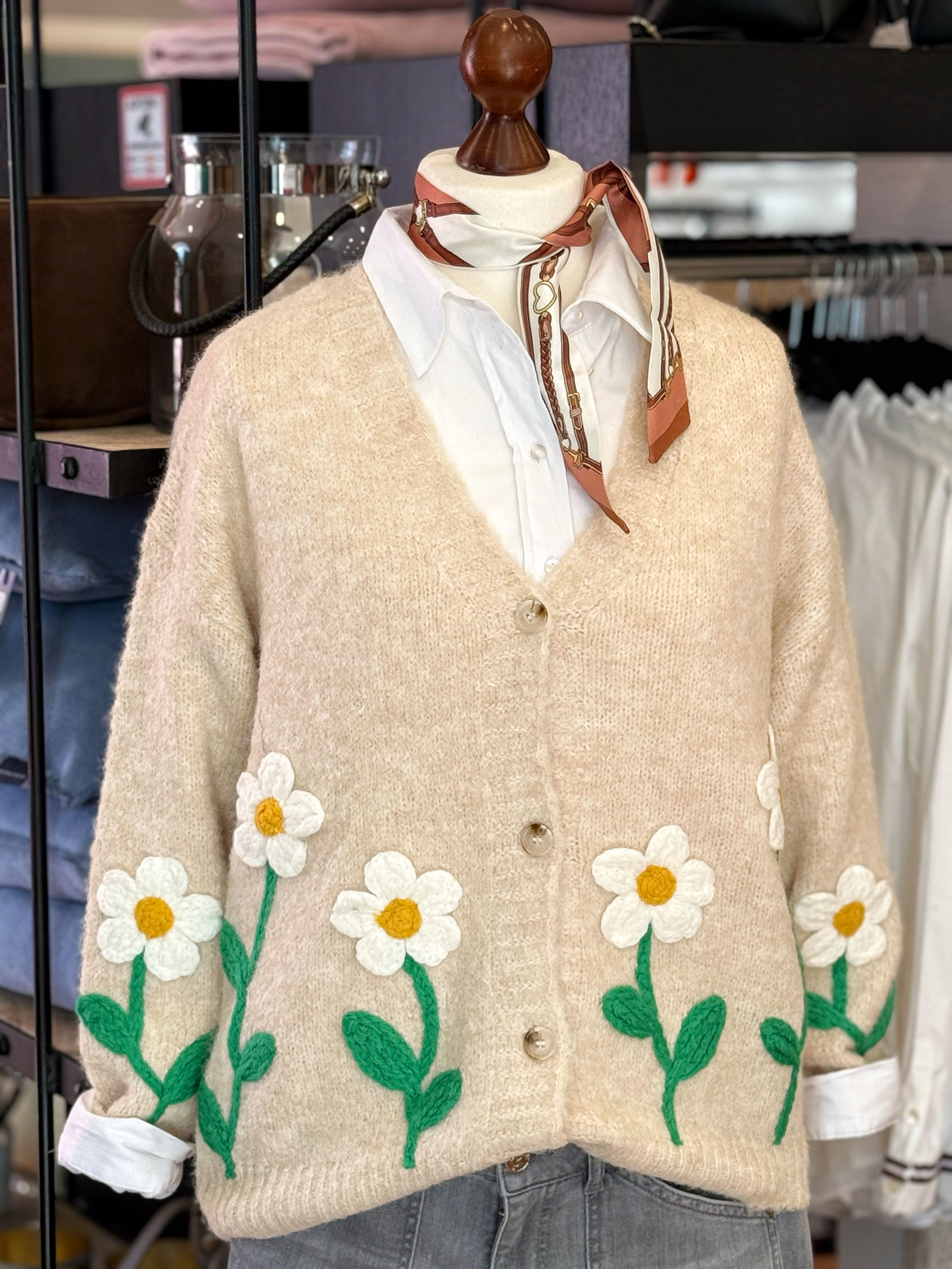 Strickjacke - Blumen
