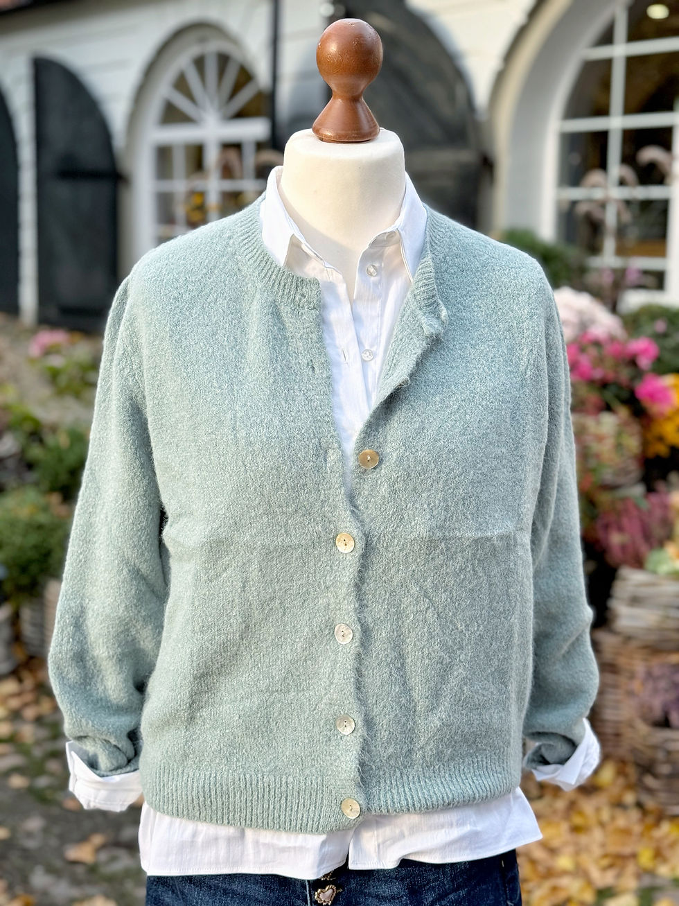 Alpaka Strickjacke - Salbei