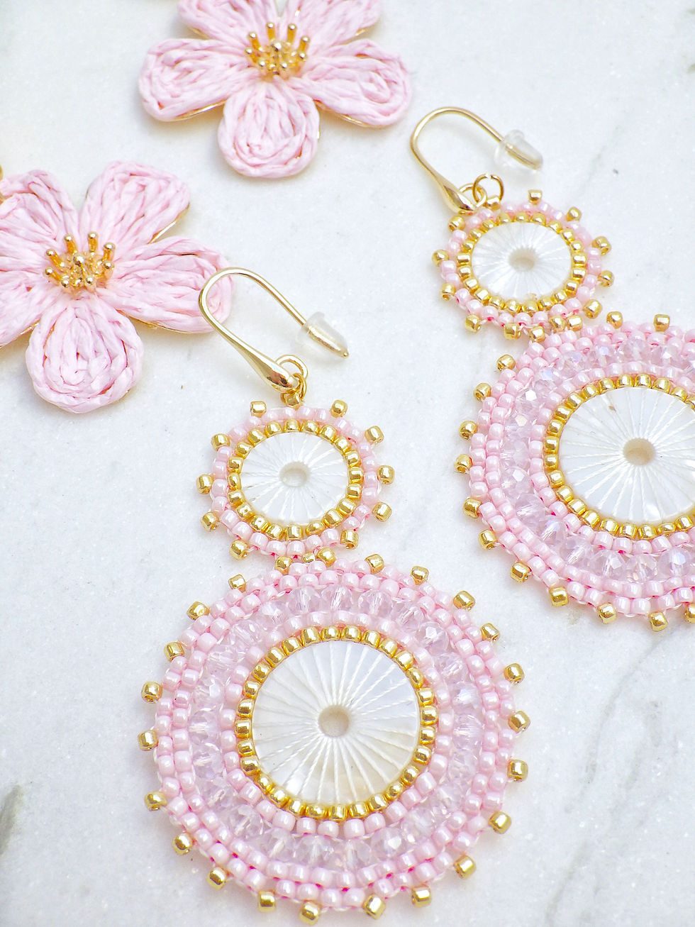 Miniaturbild: Ohrringe - Rosa Perlenkreise