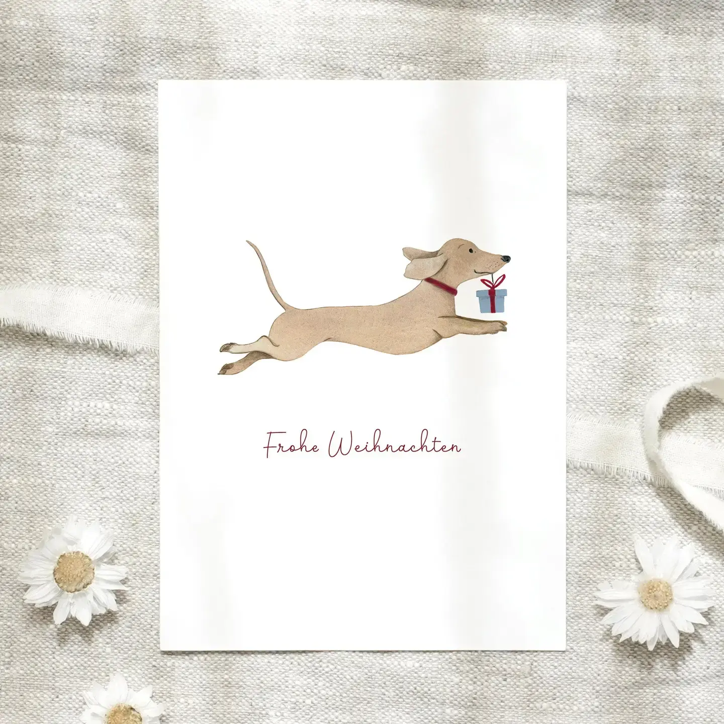 Weihnachts Postkarte - Weihnachtsdackel