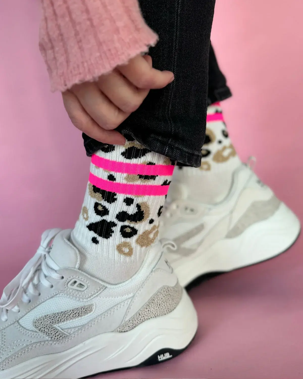 Ooley - Tennissocken Sporty Leo Neon Pink