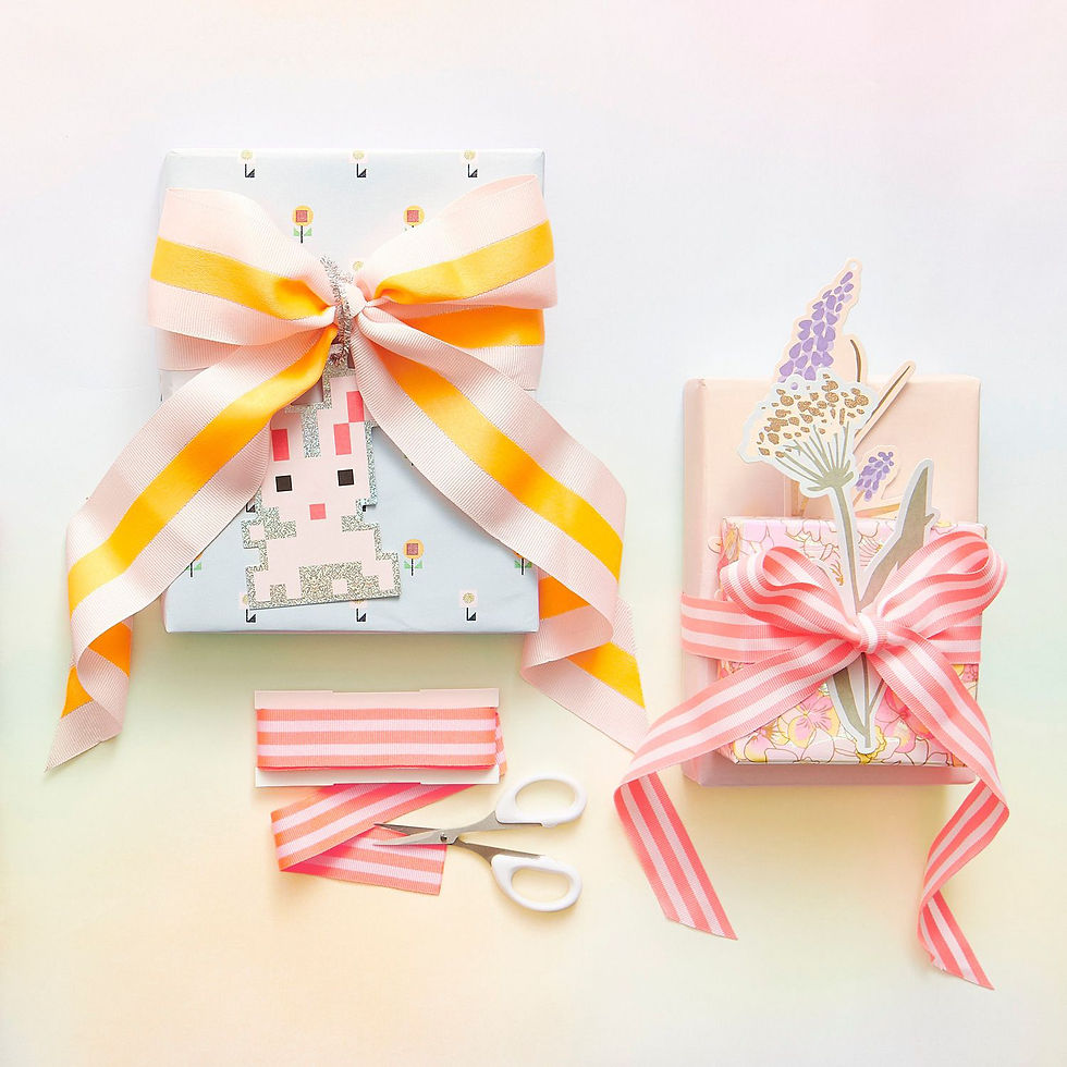 Miniaturbild: Geschenke Webband - Hellrosa/Orange gestreift XL