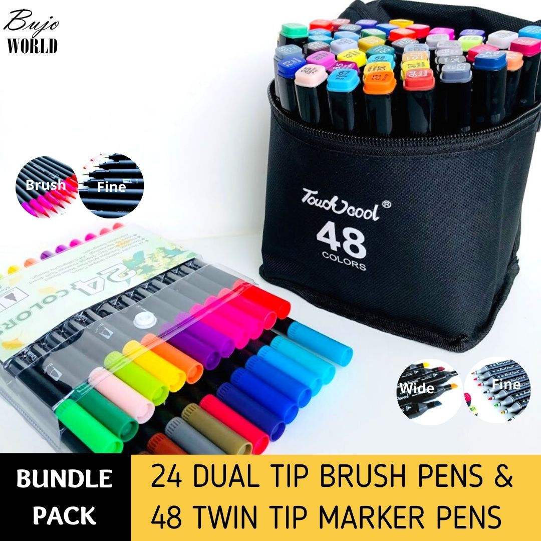 Art Pen Bundle 72pcs - 48 Twin+ 24 Brush