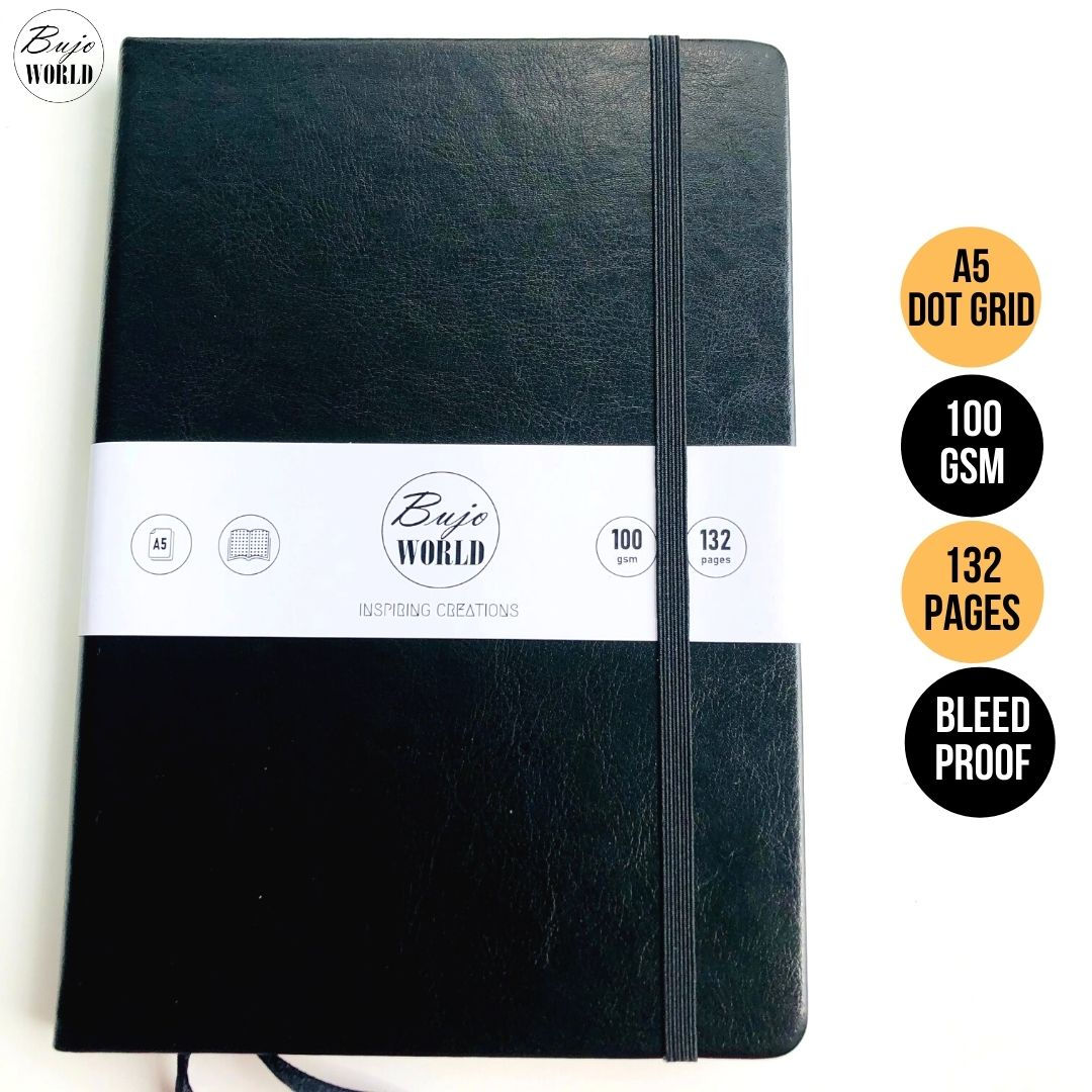 132pg A5 Bullet Journal - Black