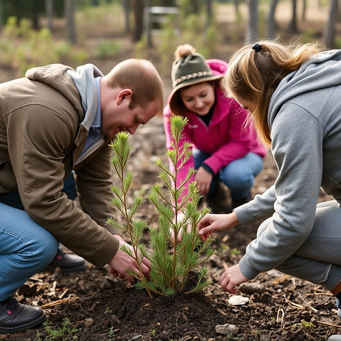 conservation team plant baby pine trees.jpg