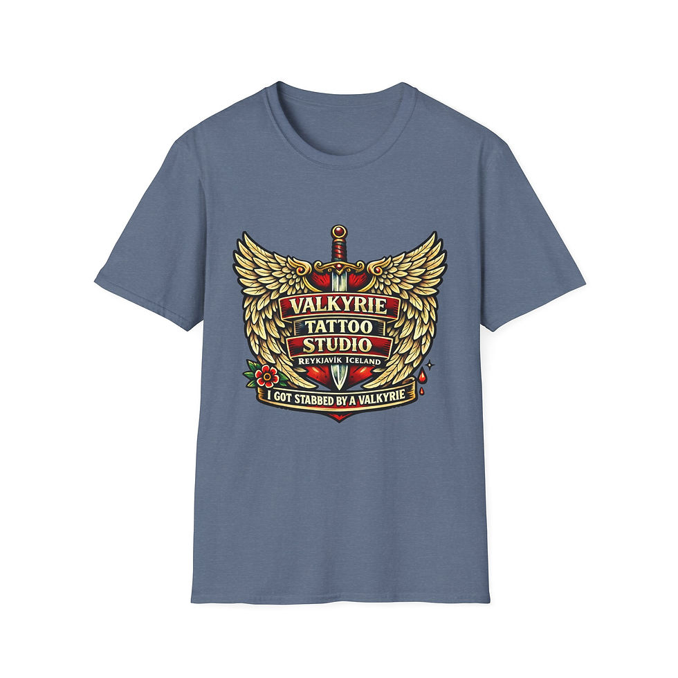 Thumbnail: I got stabbed by a Valkyrie Unisex Softstyle T-Shirt