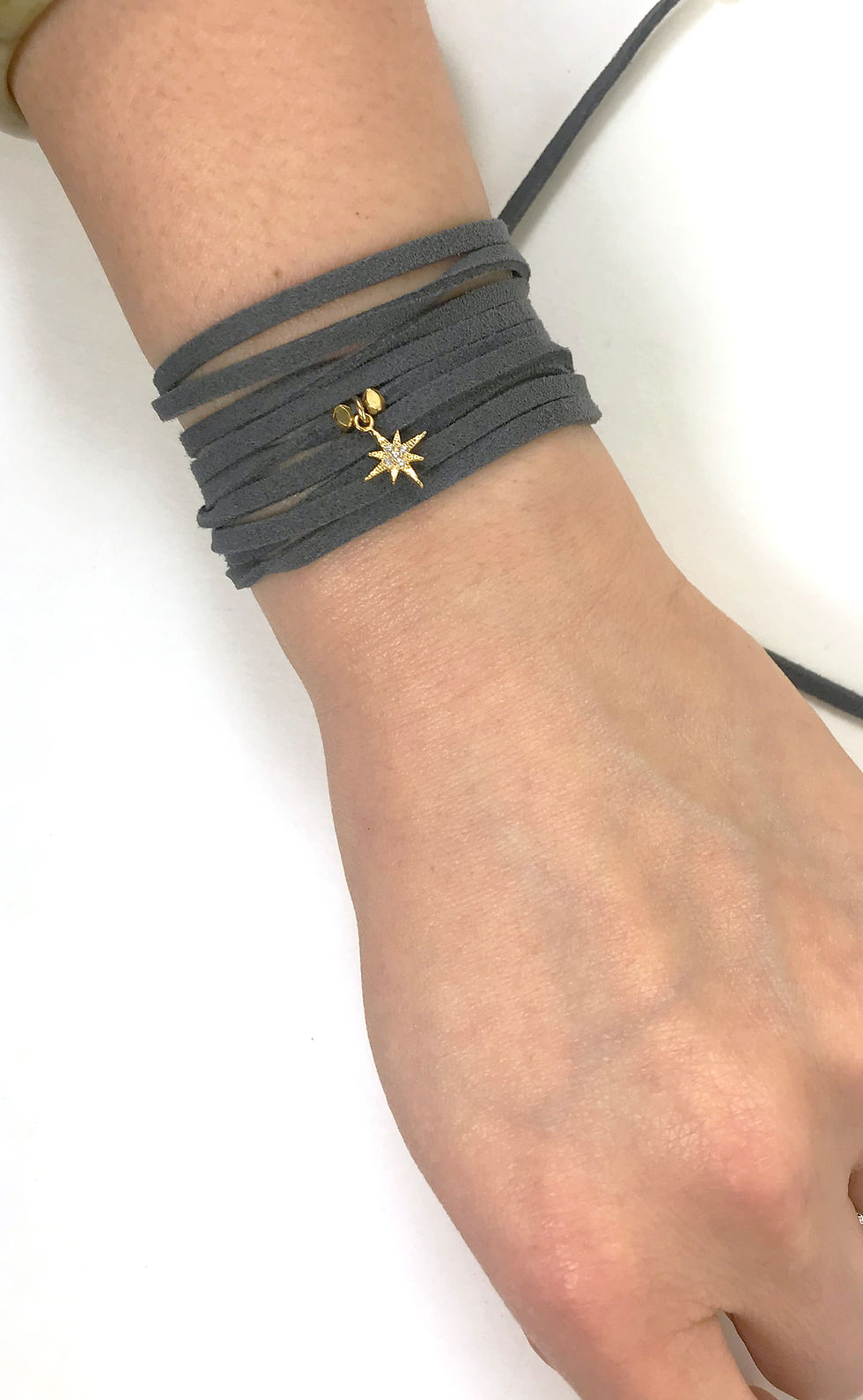 Thumbnail: North Star Grey Suede Wrap Bracelet