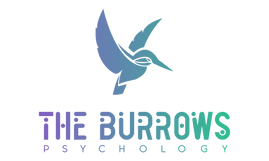 The Burrows Logo, a Kookaburra above the name 'The Burrows Psychology'