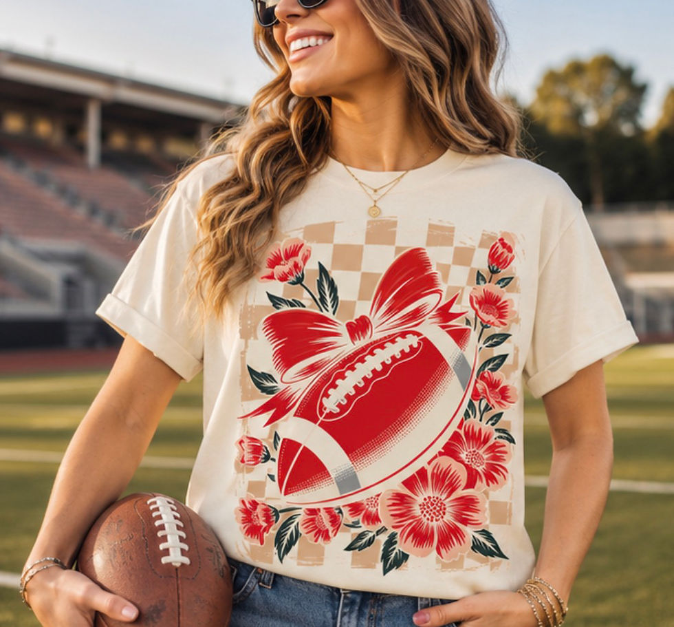 Thumbnail: Floral Football Bow T-Shirt