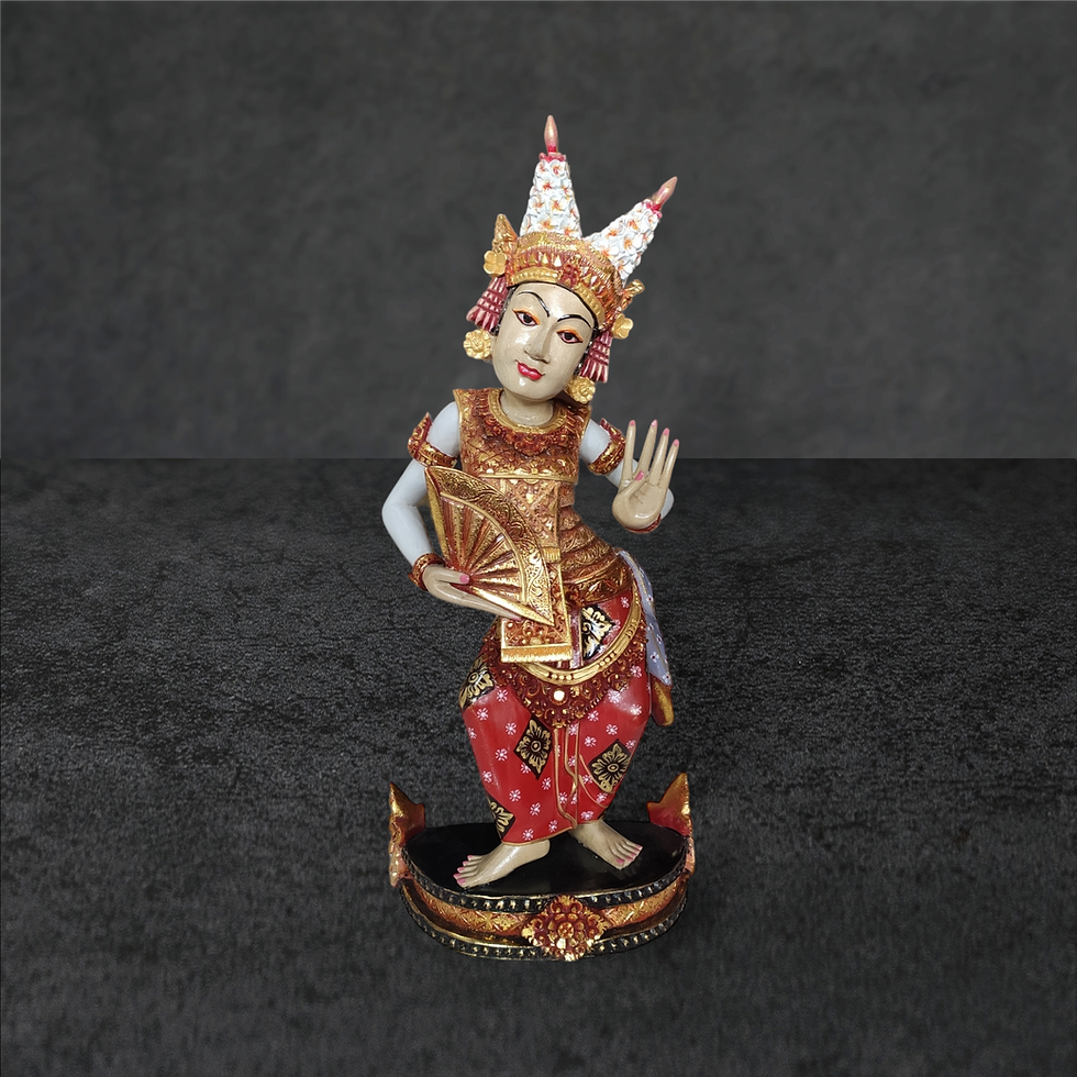 Balinese Dancer/Legong Dance Wooden Statue Red Color 