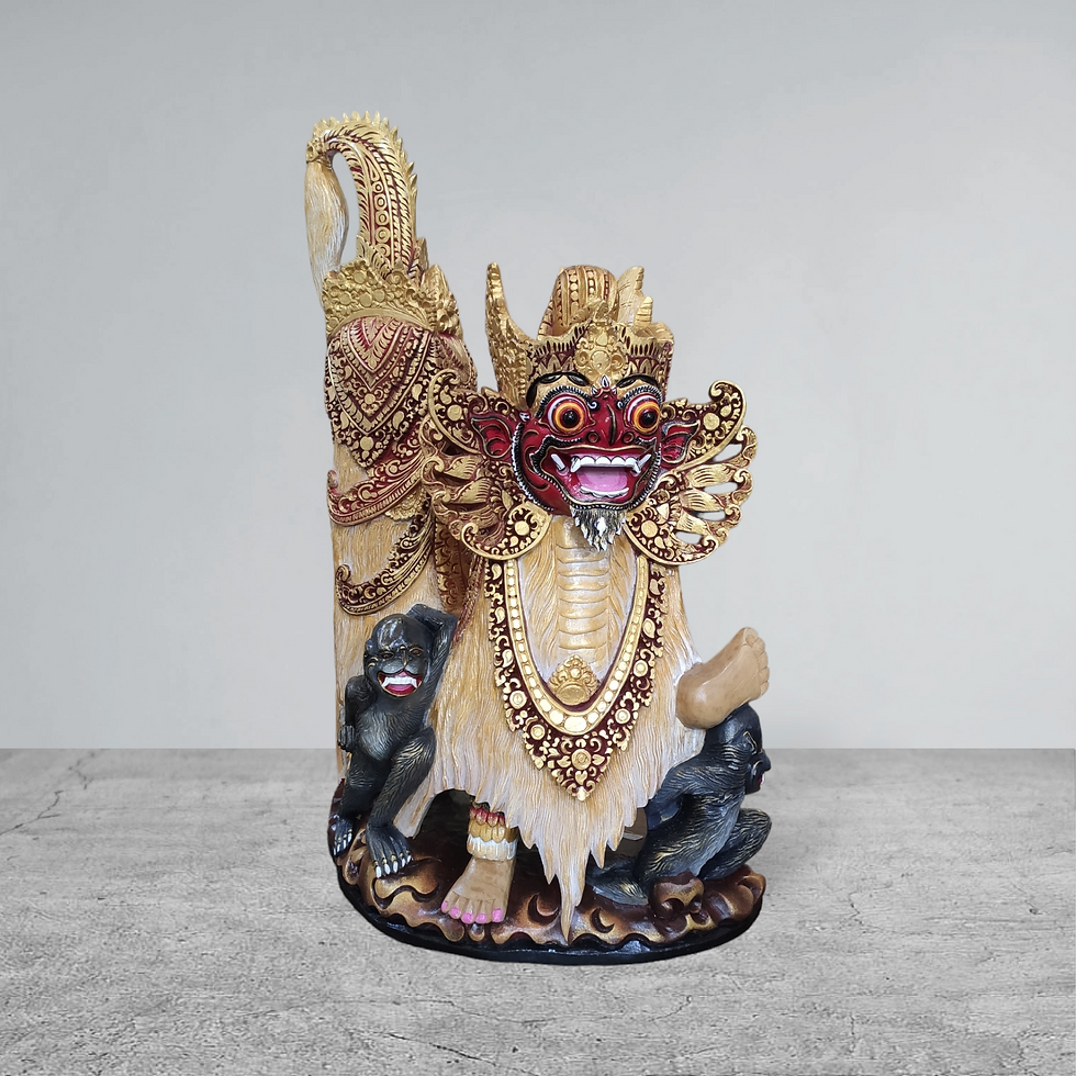 Large High Quality Wooden Barong Statue - Handmade Bali Wood Carving and Paint