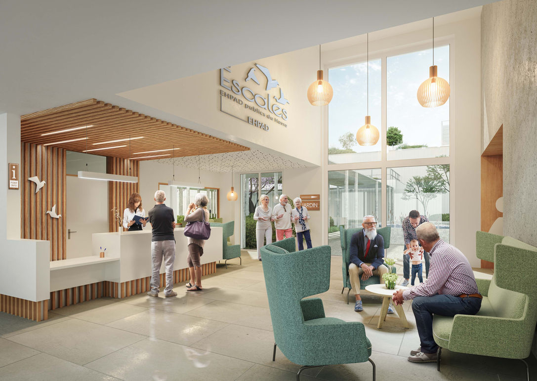 Beau rendu 3D d'un EHPAD