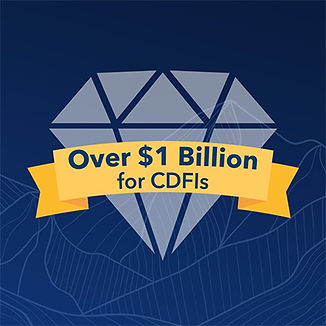 diamond graphic with the words "Over $1 Billion for CDFIs"