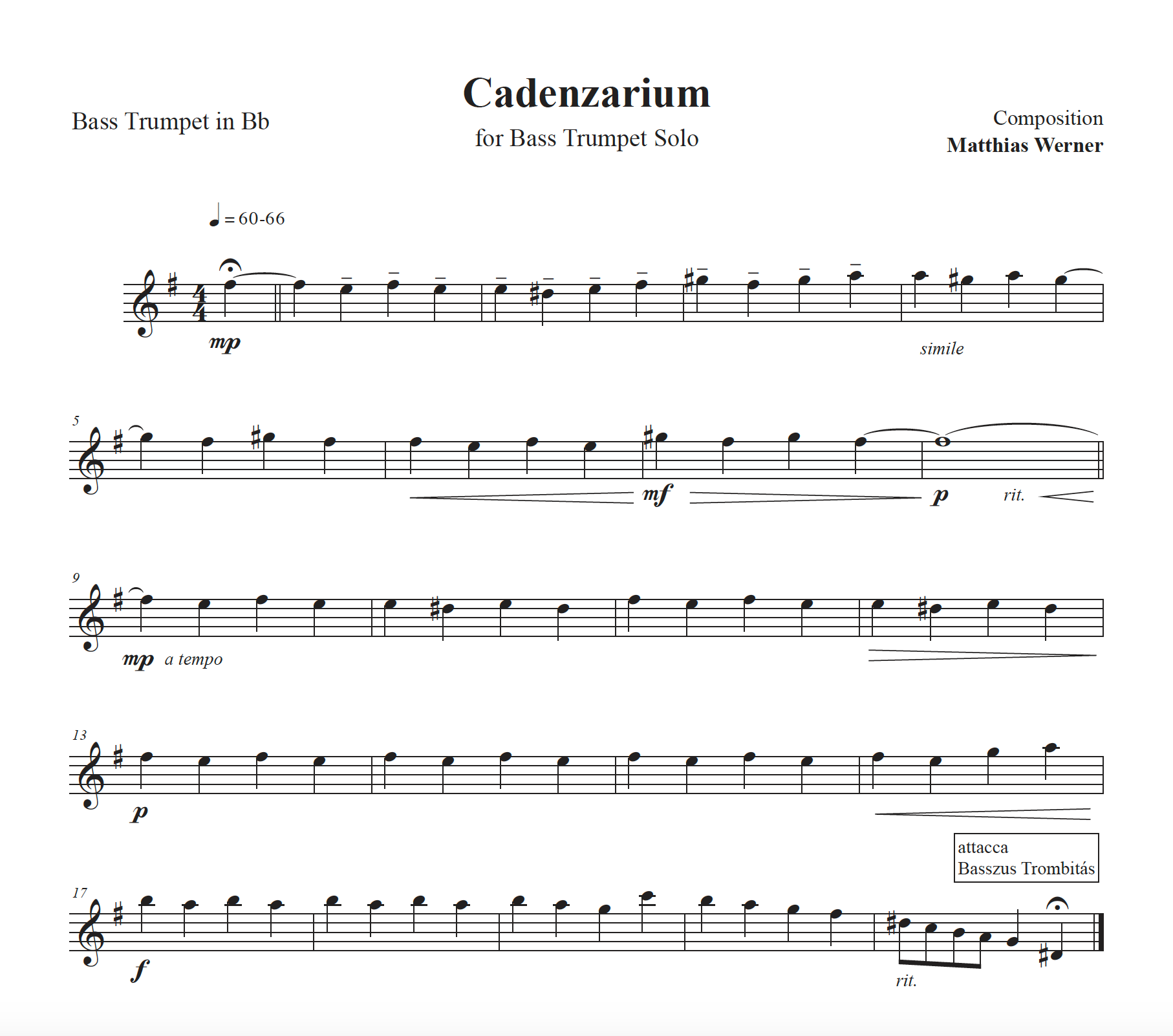 "Cadenzarium" Download Quartett Noten