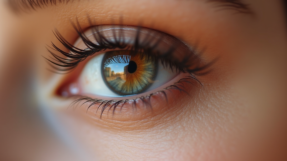 Eye-level view of a neutral eyeshadow palette with warm tones