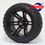 Thumbnail: Black golf cart wheel with tire and the Steeleng logo