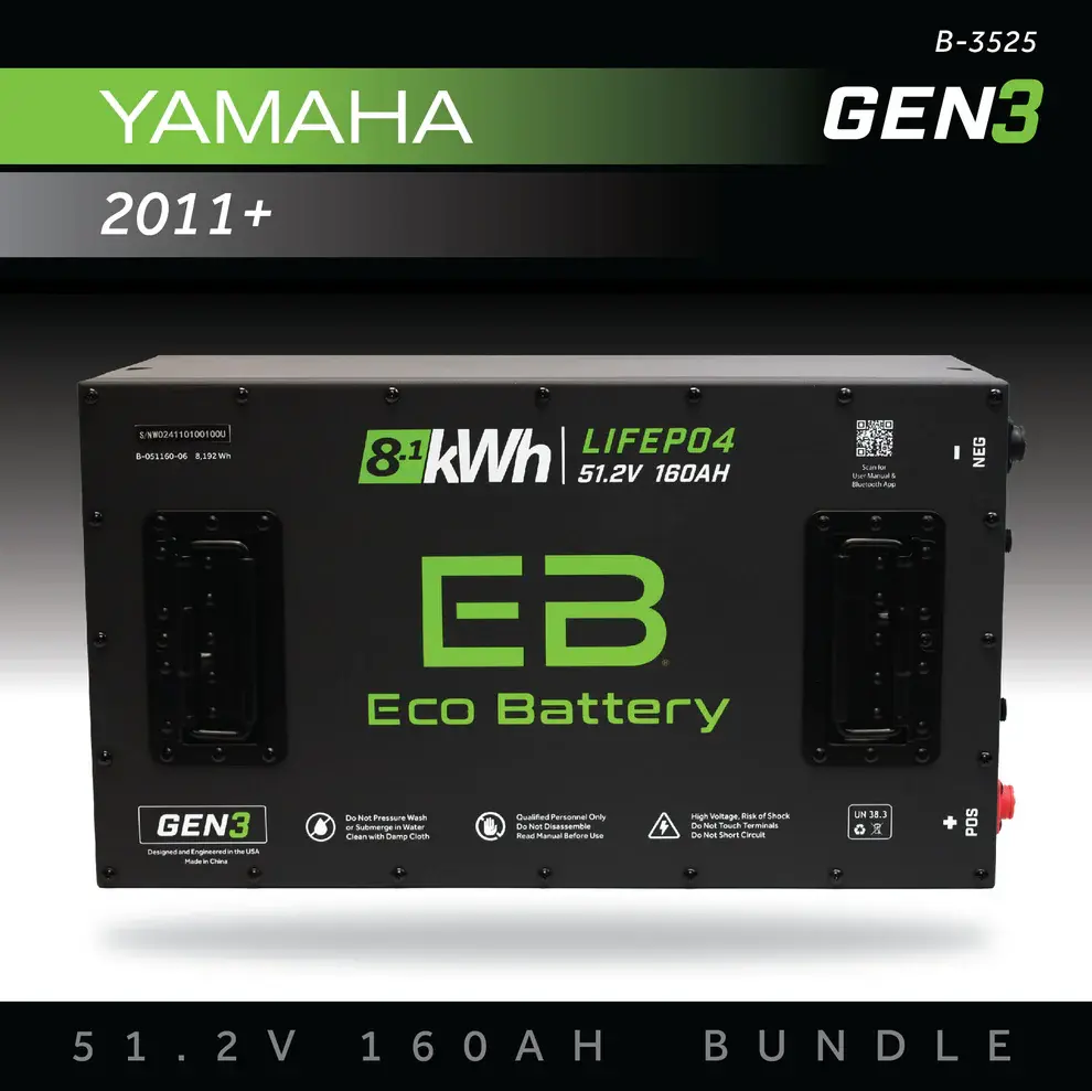 Yamaha Gen3 2011+ Eco Battery 8 kWh 51.2V 160AH Bundle. Eco Battery for Epic EV.