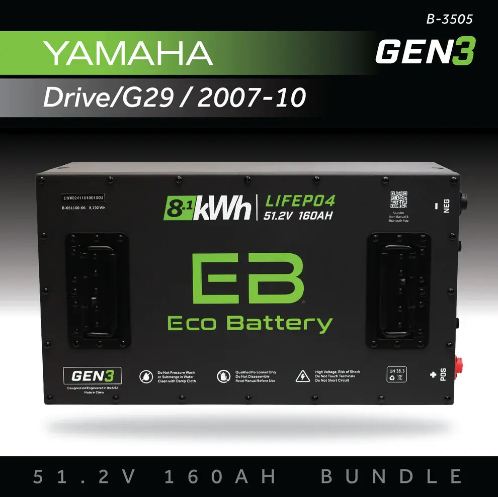 YAMAHA Drive G29 2007-10 GEN3 Eco Battery 51.2V 160AH bundle for golf carts.