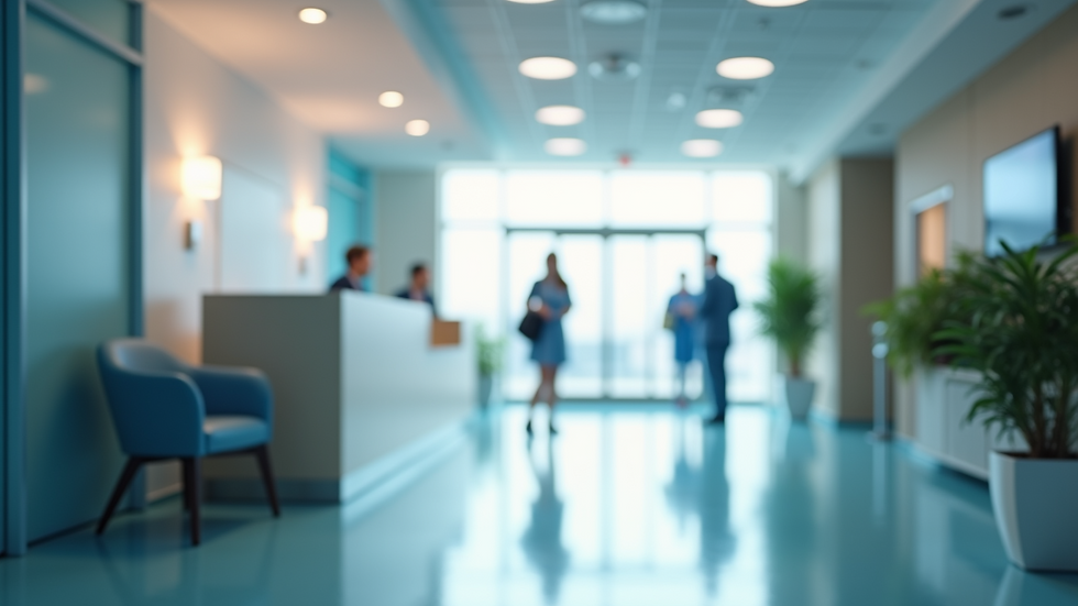 Eye-level view of a modern hospital reception area