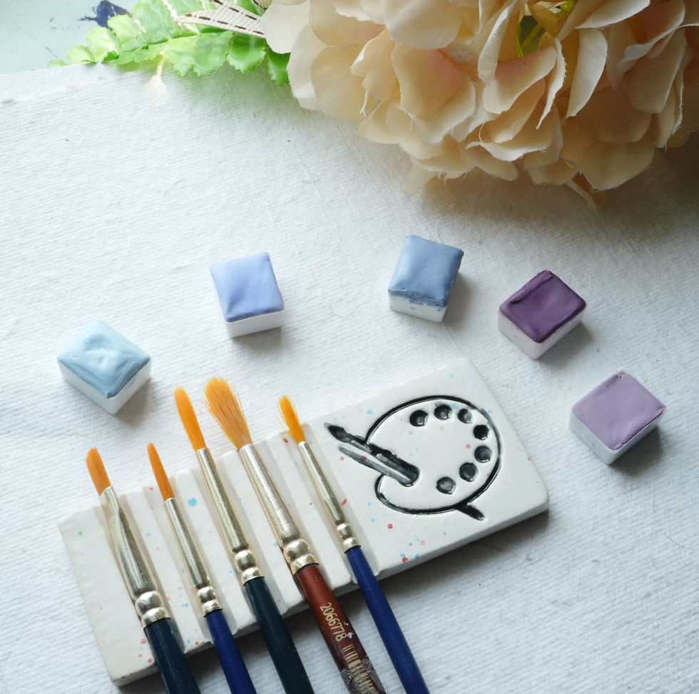 Thumbnail: Colour palette ceramic brush rest , ceramic brushholder , artist gift of